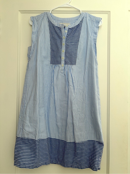 LOFT Dresses & Skirts - LOFT Blue and White Striped Sleeveless Shift Dress